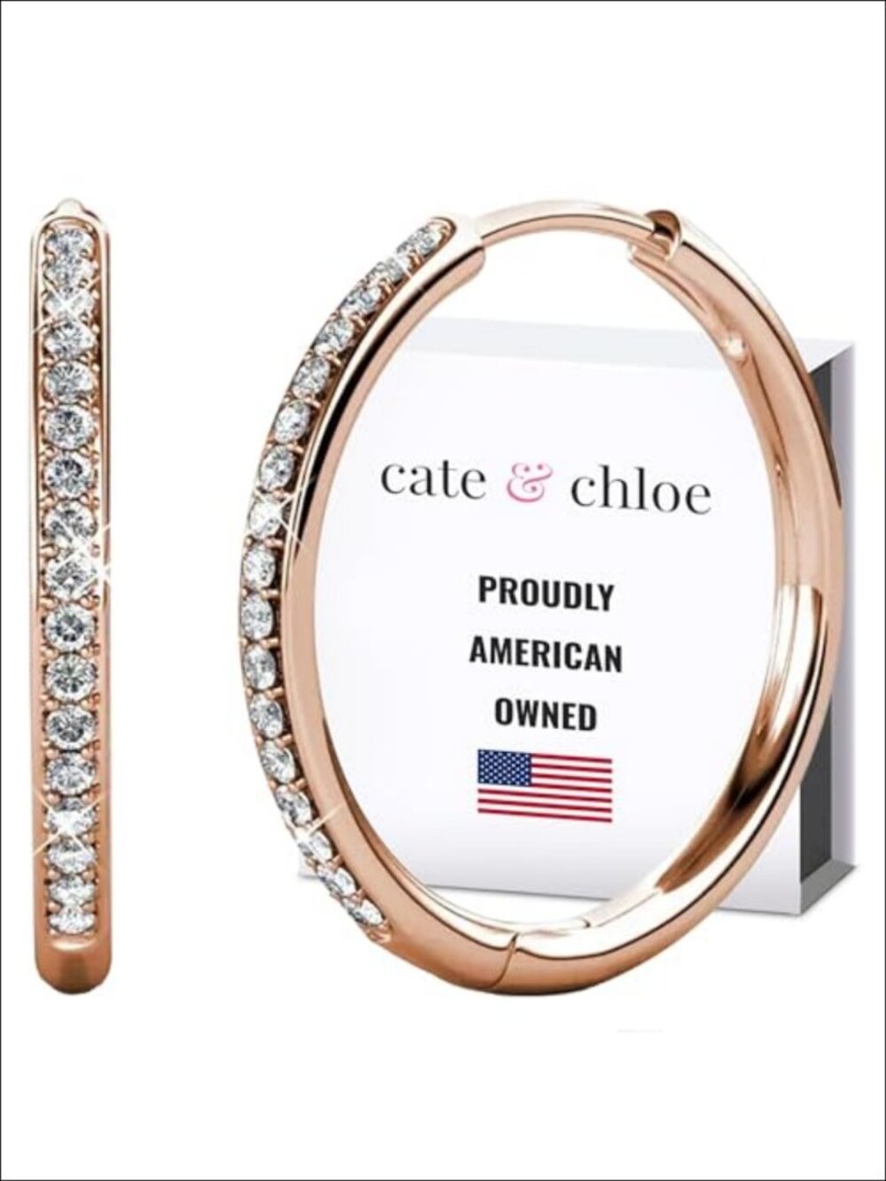 18K Gold-Plated Hoop Earrings with Cubic Zirconia Crystals